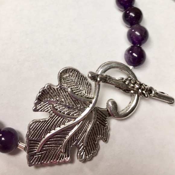 Genuine amethyst bracelet leaf clasp 6 1/2” wrist - Picture 3 of 6
